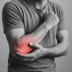 man die last heeft van een Tenniselleboog