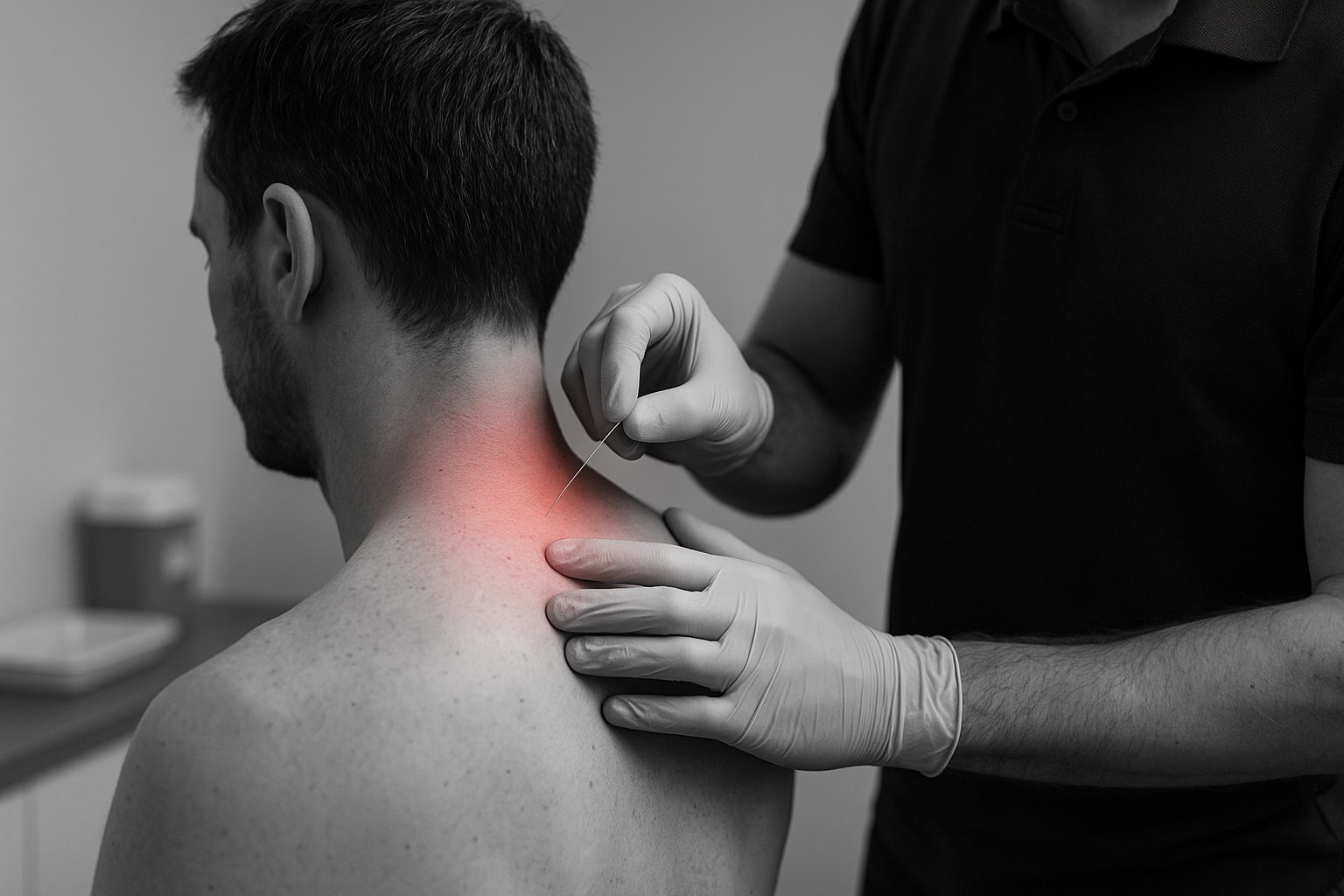 Illustratieve weergave van triggerpoints op de rug ter toelichting bij dry needling.